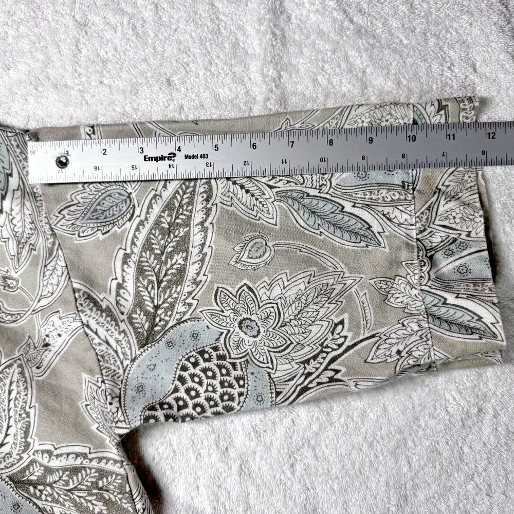Bryn Walker Womnes Linen Top Jacket Tan Blue Paisley 3/4 Sleeve‎ Button Up Sz Lg - Picture 10 of 15